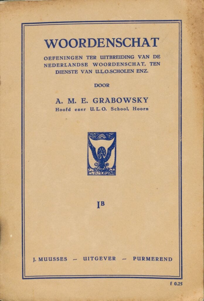 Leerboekje van A.M.E. Grabowsky, docent aan de U.L.O. School in Hoorn.