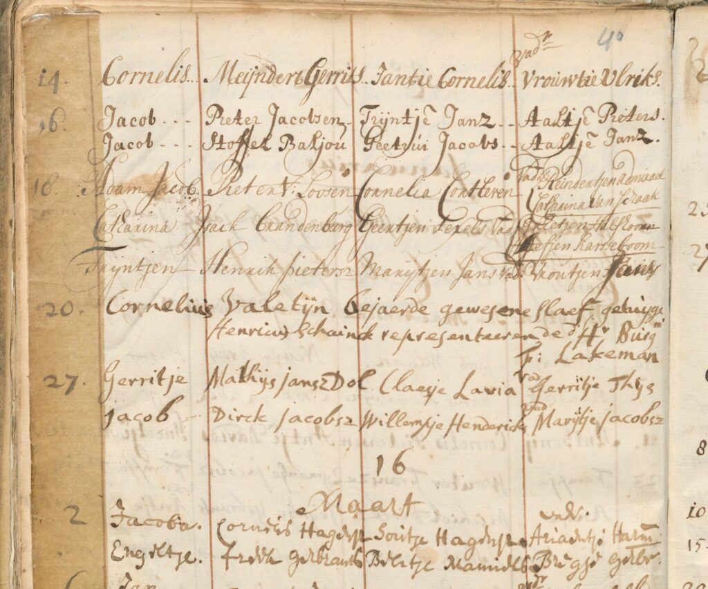 Doopboek met doop van Cornelis Valentijn op 20 februari