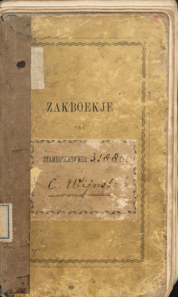 Voorkant van het zakboekje van Cornelis Wijnstok.